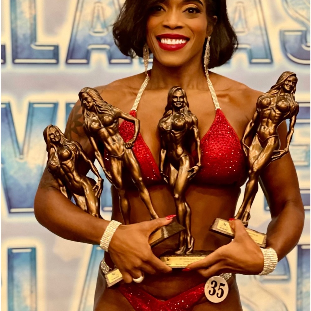 Red competition bikinis custom made rhinestones New posing bikini wellness NPC